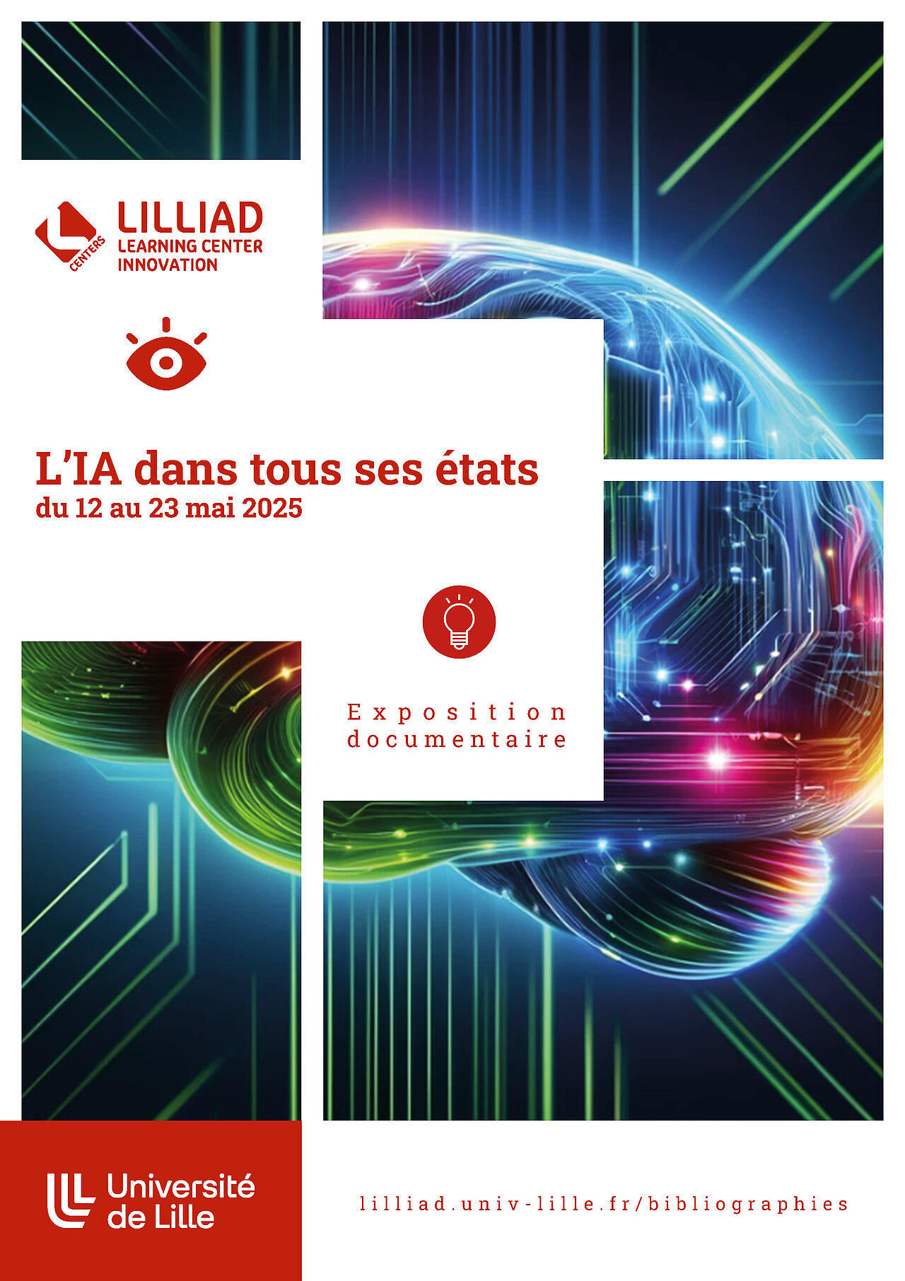 Affiche de l'exposition l'IA dans tous ses états et le lien